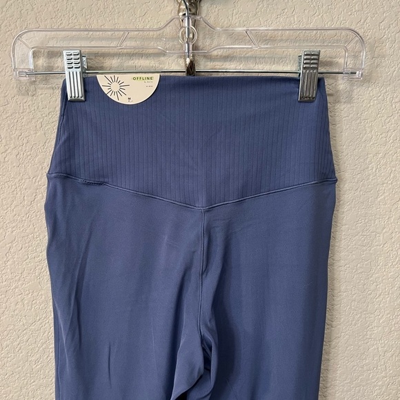 NWT Aerie Offline Sky Blue Super Flare Crossover Leggings size medium - Picture 5 of 6